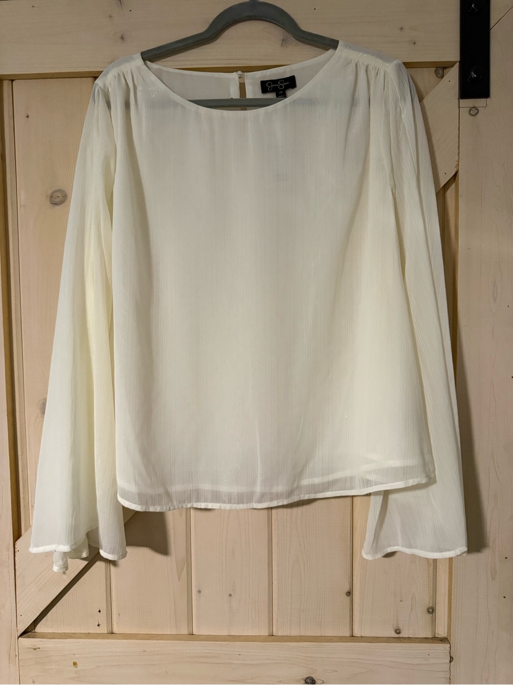 Jessica Simpson Ivory Pleated Long-Sleeve Blouse Size 2X NWT